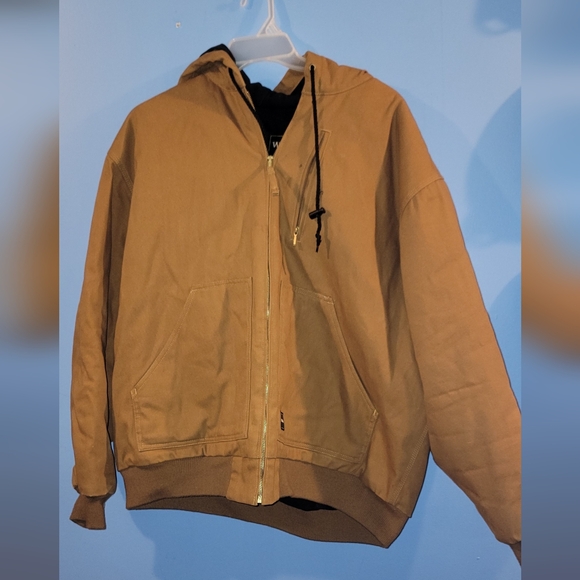 Walls Men's Canvas Jacket  2XL Brown Hooded Lined Duck Work Casual - Picture 1 of 3
